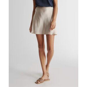 100% Washable Silk Champagne Mini Skirt S